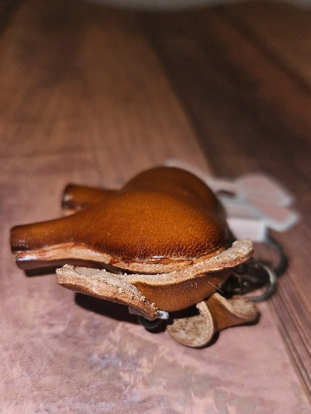 Leather Elephant Keychain with Floral Saddle